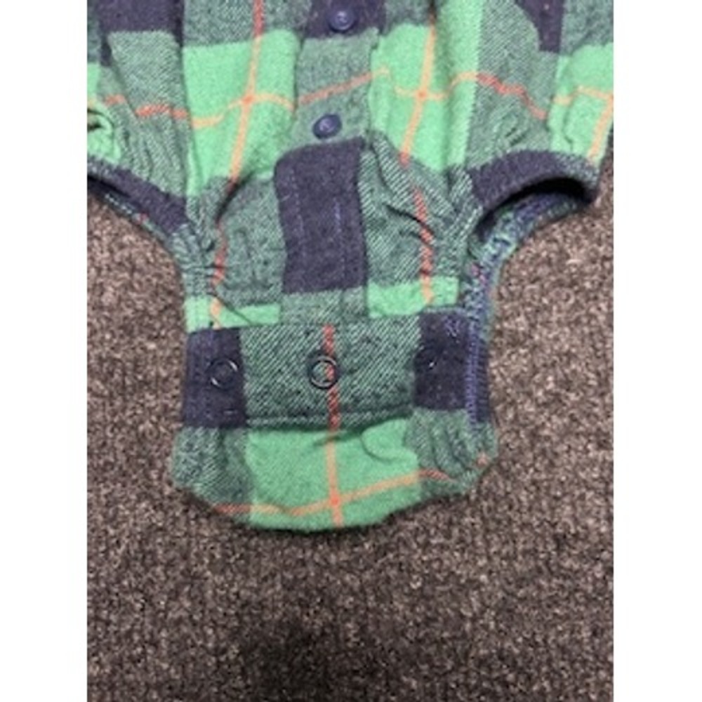 Outdoor Kids Baby Boys Girls Green Navy Plaid Long Sleeve Bodysuit 6 9 Months - Picture 5 of 6